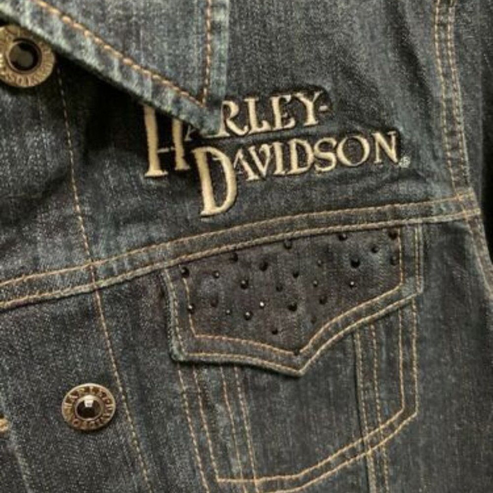 Harley Davidson Women's Denim Bling Eagle Jacket​​​​​​​​​ - Picture 3 of 7